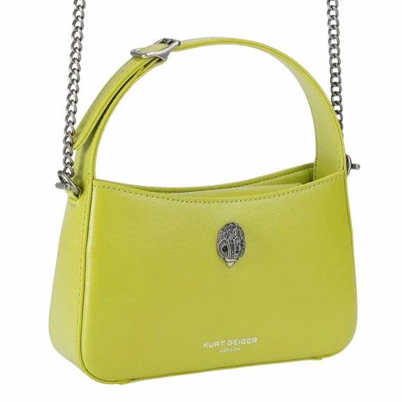 Kurt Geiger Lime Green Leather Shoulder Bag - Picture 3 of 6